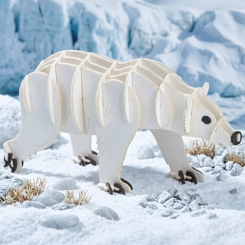 CUPUZ Polar Bear 3D Paper Model Kit, lifelike arctic polar bear wildlife souvenir DIY paper puzzle