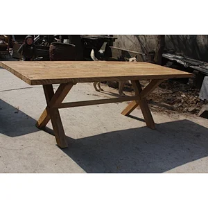 Rustic Natural finishes Chinese antique dining table  X leg