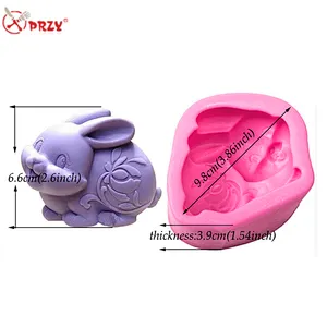 PRZY 3D silicone Rabbit mold chocolate Easter Bunny fondant cake decoration Soap silicone Molds