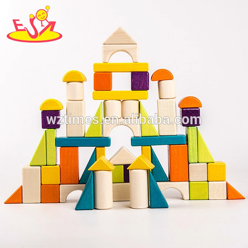 2018 Wholesale preschool wooden kids building blocks construction toys W13A131