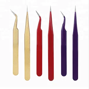2Pcs Straight Curved Nipper Stainless Steel Manicure Nail Tools Nippers Pointed Clip Set Eyelash Extension Tweezers Tool