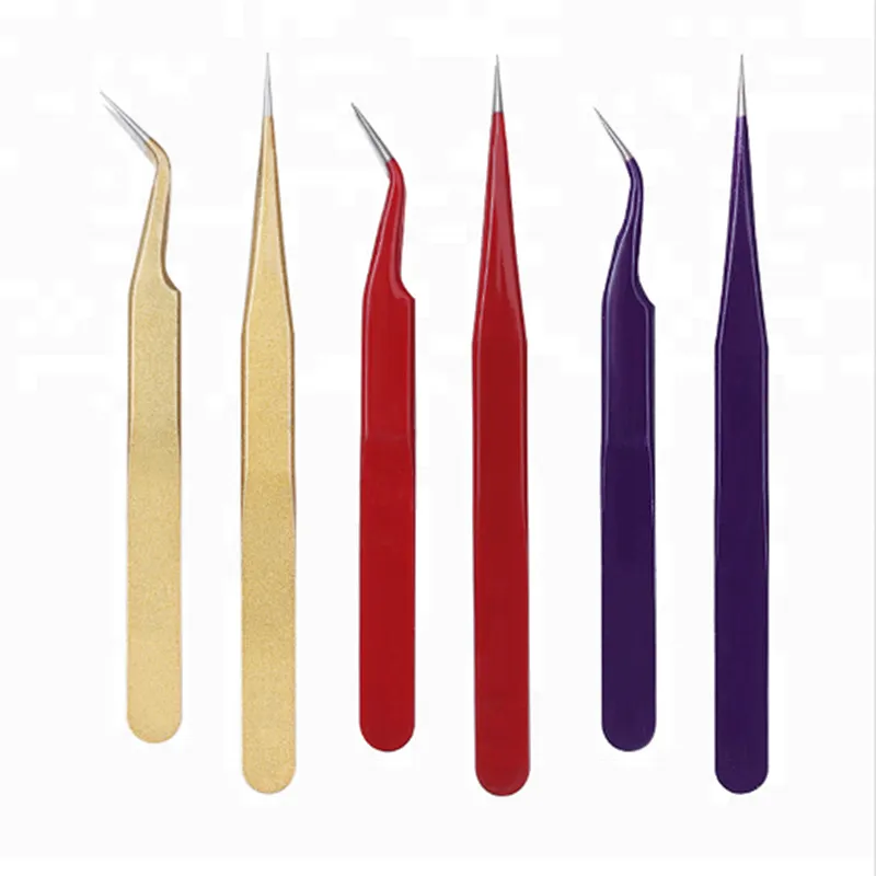 2Pcs Straight Curved Nipper Stainless Steel Manicure Nail Tools Nippers Pointed Clip Set Eyelash Extension Tweezers Tool