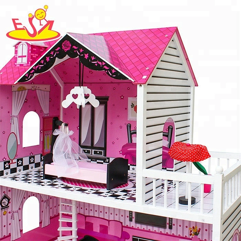 Nuevos productos 2018 preciosos kits de casa de muñecas de madera para niñas W06A251B
