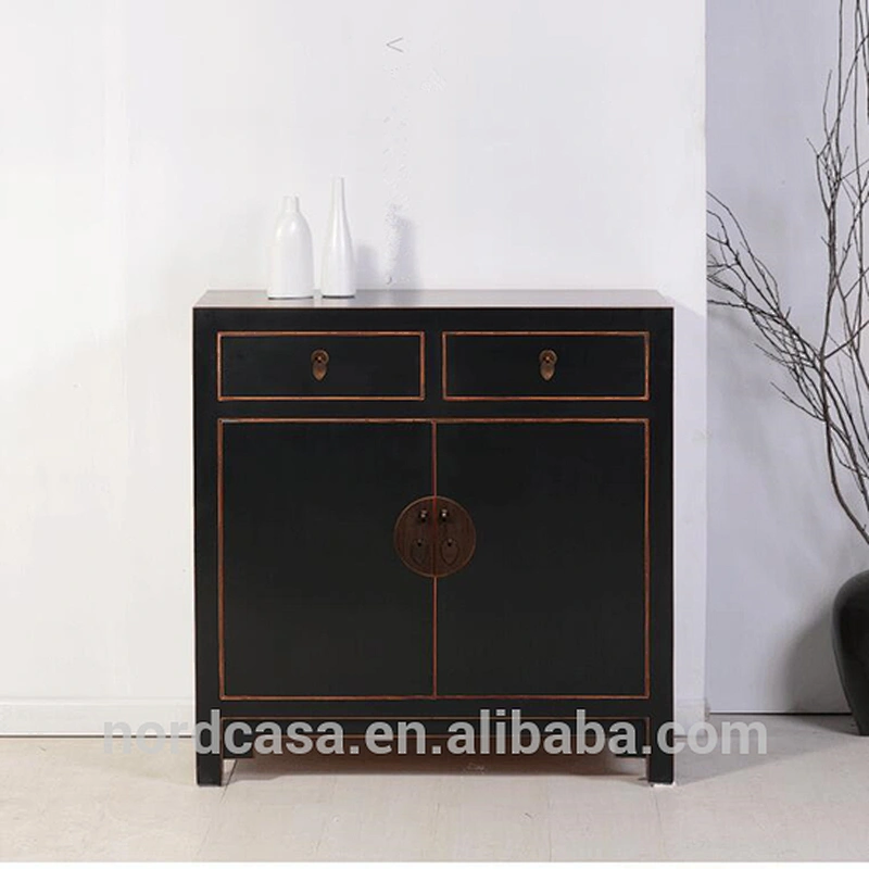recycle pine wood antique style black chinese sideboard
