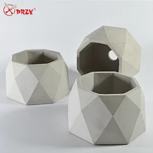 Noric Geometric octagon Concrete flower pot molds silicone diamond Cement Desktop Decorations Molds
