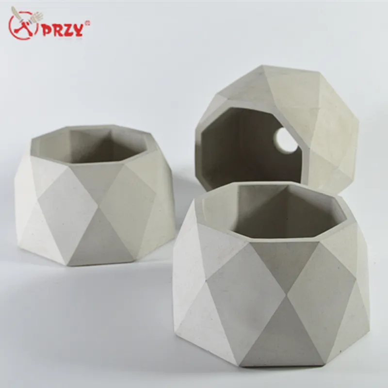 Noric Geometric octagon Concrete flower pot molds silicone diamond Cement Desktop Decorations Molds