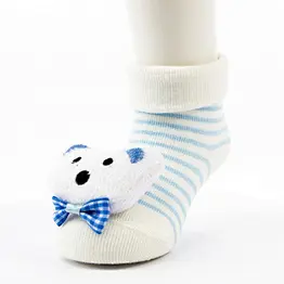 Oem Custom 3d cartoon pattern newborn cotton ankle socks non slip infant rubber sole toddler Socks baby cute kids