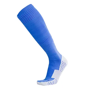 Custom Wholesale  Knee Hign Half Terry Football Designer Coolmax Nylon Compression Athletic Sport Soccer  Socks Logo