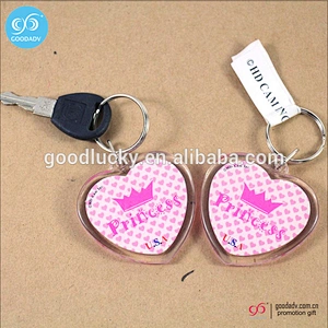 wholesale cheap plastic keychains heart shape acrylic key holder