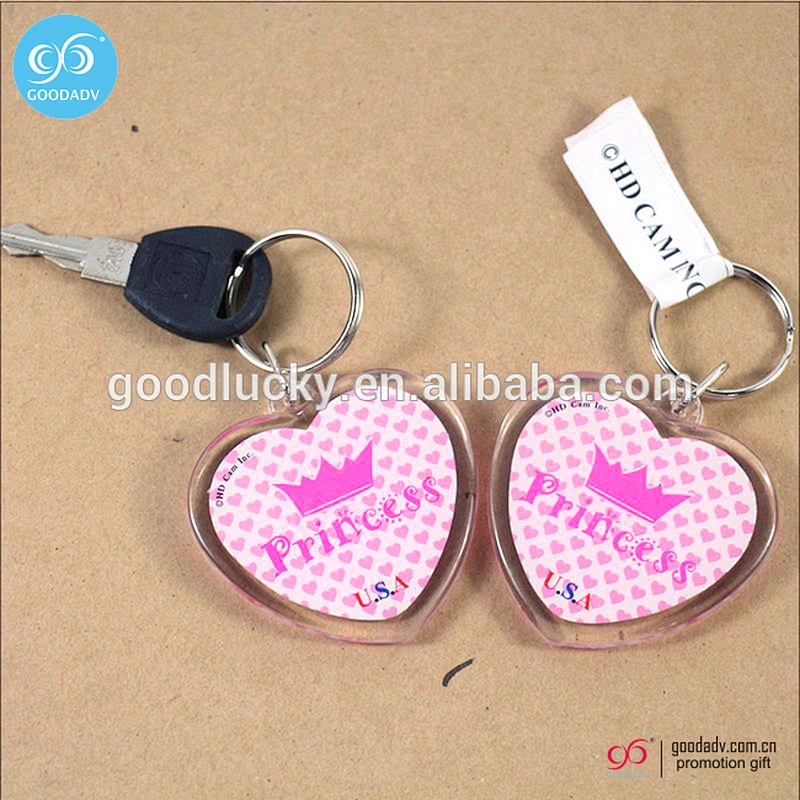 wholesale cheap plastic keychains heart shape acrylic key holder