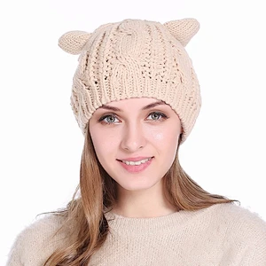 Best Selling Cute Earflap Knit Winter Hat Handmade Women Knitted Hat