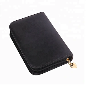 Custom Print Create Your Own Brand Travel Black Leather Cosmetic Case Make Up Brush Pouch PU Makeup Bag Private Label