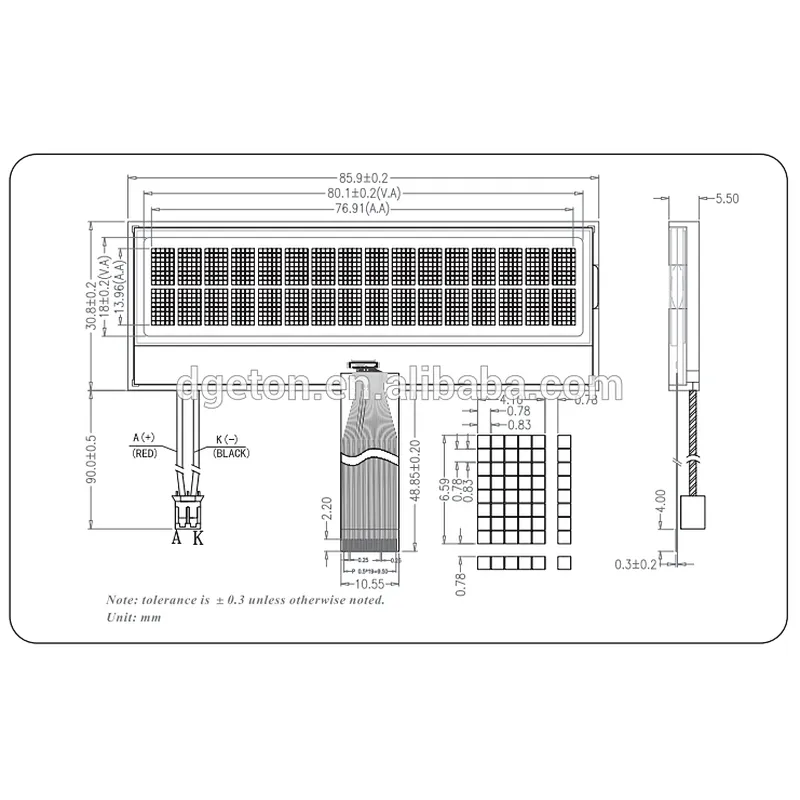 16X2 COG LCD Display FSTN BLACK CHARACTERS WHITE LED BACKLIGHT