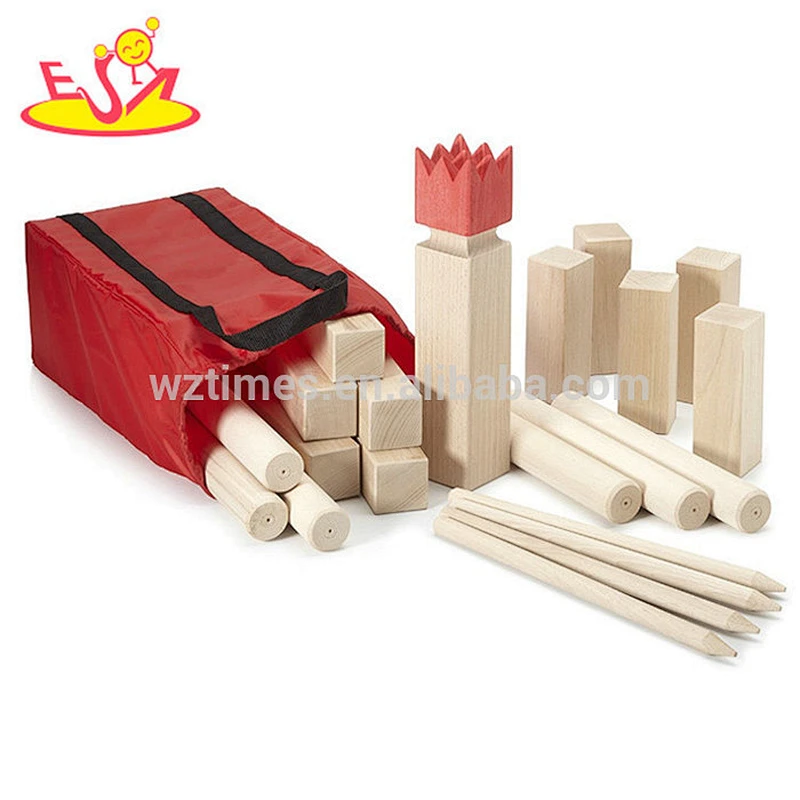 Top fashion the king and the soldiers kids wooden viking kubb game for garden W01D006