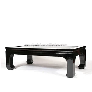 Chinese Antique Black Coffee Table With Mat Top