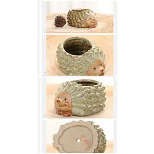 cute hedgehog flower pots mould 3d handmade cement vase mold silicone molds for concrete przy