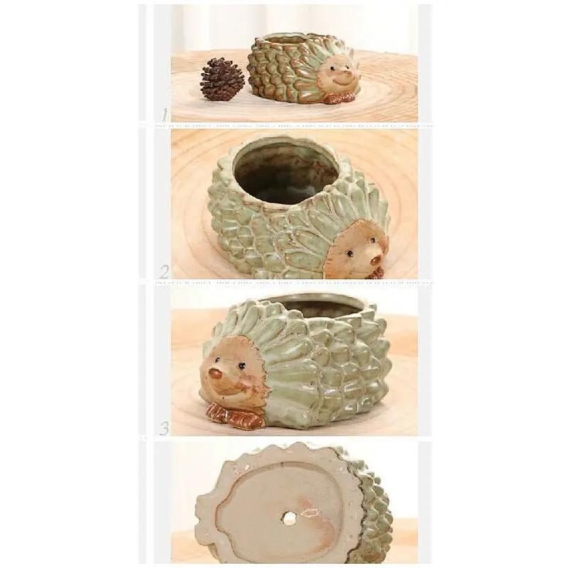 cute hedgehog flower pots mould 3d handmade cement vase mold silicone molds for concrete przy