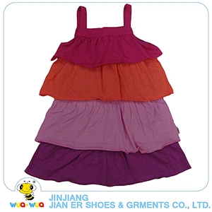 Custom design 100%cotton single jersey 0-24M baby girls summer layered dress