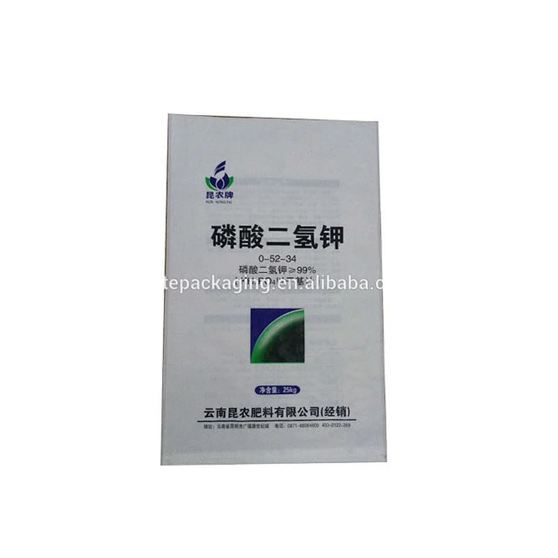 25kg white plastic pp woven fertilizer bag for packing monopotassium phosphate