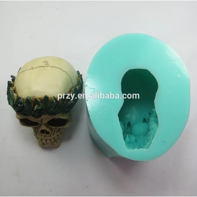 QT0004 3d Maple leaf Skull Silicone Mould for Concrete Halloween silicone mold Soap mold PRZY