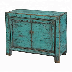 chinese antique distressed lacquered wooden beside cabinet mongolian furniture
