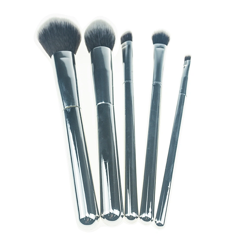 5pc makeup brush set with electroplated plastic handle