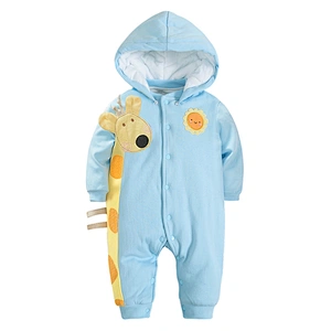 Newest baby padded hoody Romper infant Winter Outwear Outfits animal motifs baby clothes warm knitted romper