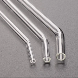 Recyclable Clear Glass Drinking Straw Straight Elbow Straw with Decaling