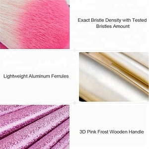 Pink 11pcs Glitter Diamond Makeup Brush Kit With Makeup Bag