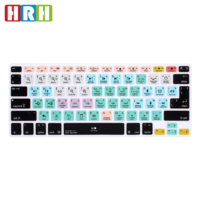 Amazon Hot Selling Avid Pro Tools Silicone Keyboard Custom Russian Laptop Keyboard Skins For mac book pro laptop computer