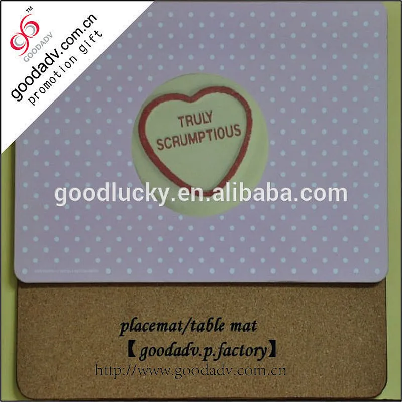 Hot sell MDF table mat with flock dusted paper