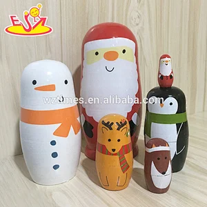 2018 Wholesale interesting nesting dolls 5 pcs wooden santa russian doll for kids W06D105