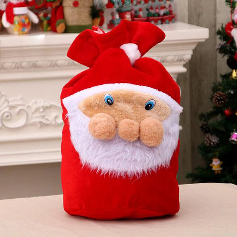 Hot Sell 2018 New Design Flannelette Christmas Bag High-Grade Christmas Elderly Backpack Gift Bag Large Size Candy Bag