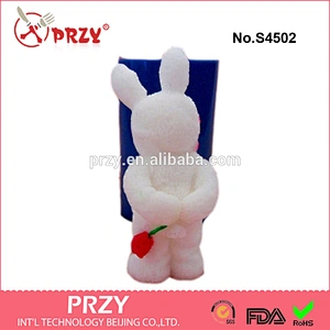 S4502 Teddy bear wearing a rabbit suit mold for soap/candle,silicone teddy bear soap mold,animal silicone mold
