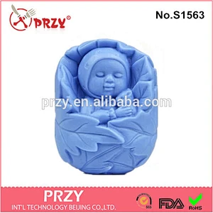 Model S1563 Cradle and children decorative custom silicone soap mold