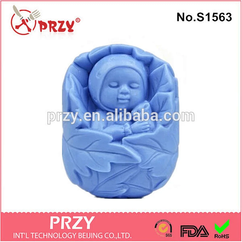 Model S1563 Cradle and children decorative custom silicone soap mold