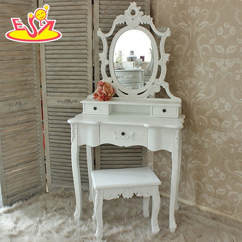 Modern girls white wooden dressing table for sale W08H013