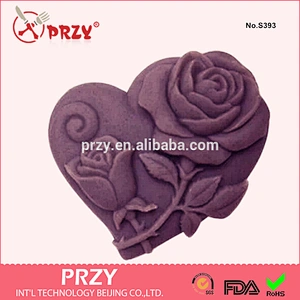 s393 przy 2015 new design silicone heart shaped rose soap mold