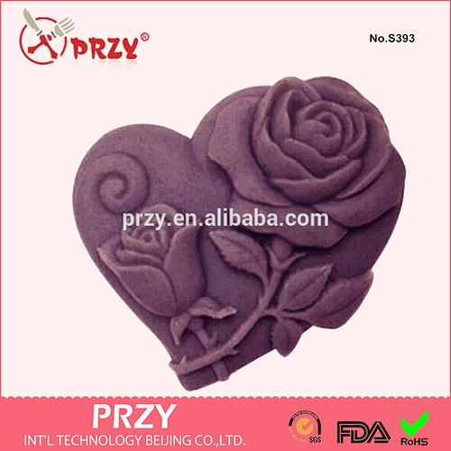 s393 przy 2015 new design silicone heart shaped rose soap mold