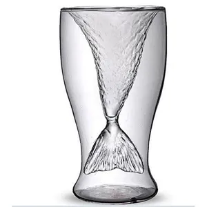 unique double  transparent wine cup for bar beach drinkware