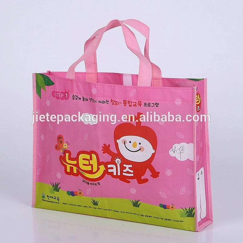 Cartoon design bottom gusset handle non woven bag style for shopping