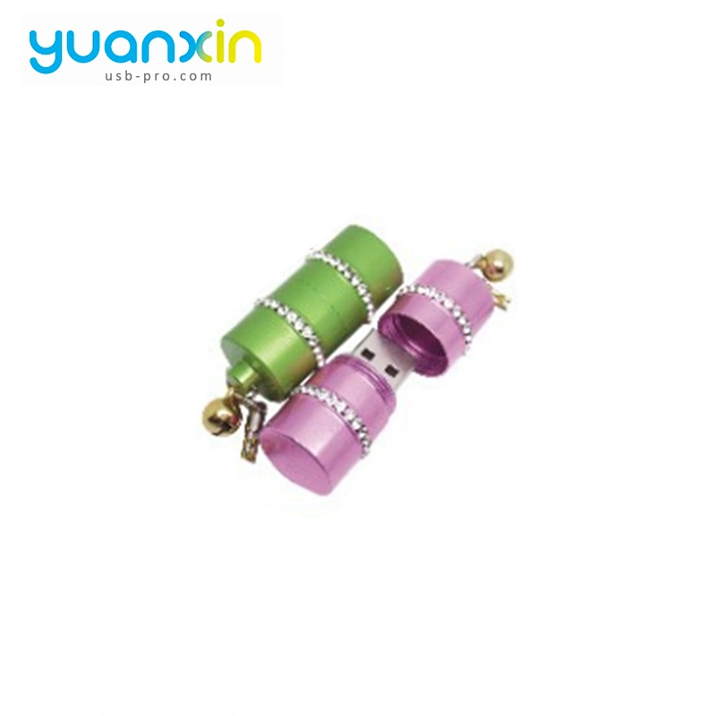 Pink And Green Metal USB Flash Drive With Cover