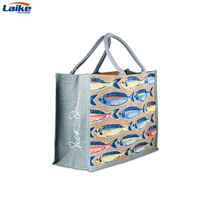 Jute tote recyclable shopping bags burlap  bags custom logo design handbags