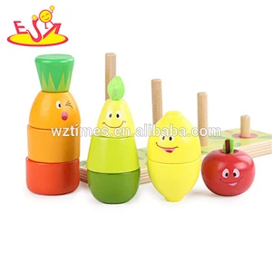 Wholesale promotional gift wooden funny game fruits design stacking blocks for 1 years old baby W13D170
