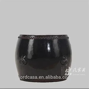Chinese antique style solid wood drum stool
