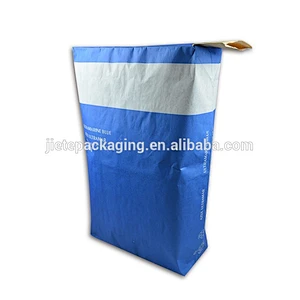 25kg blue kraft paper block bottom valve bag for packing putty, mortar, glue, cement