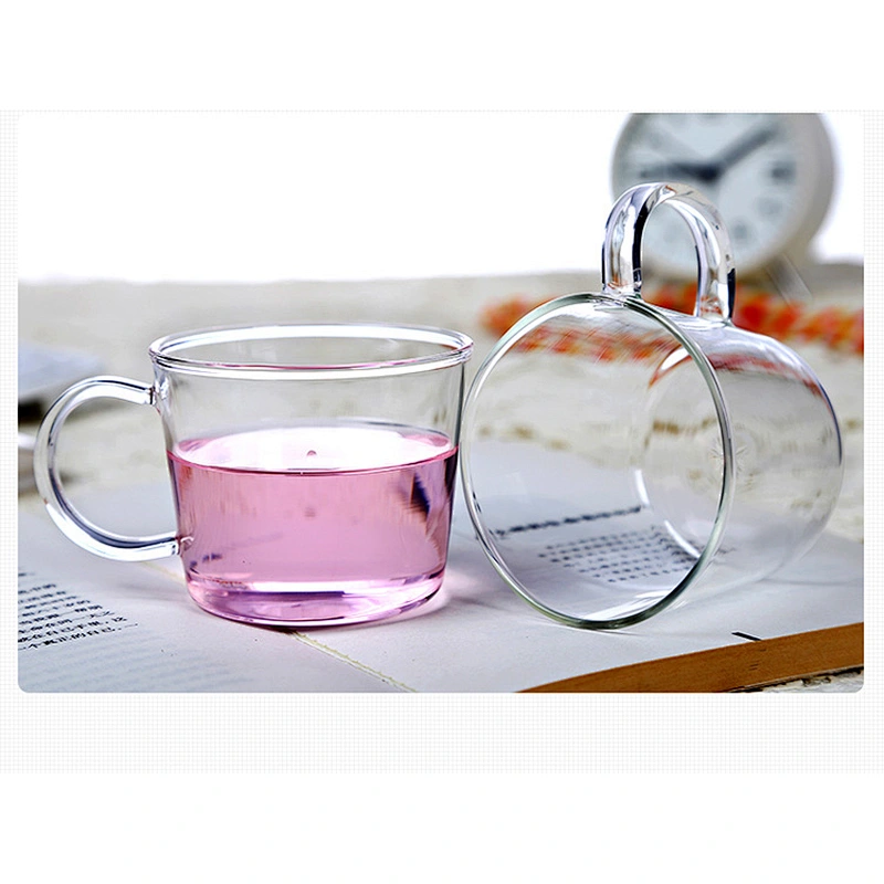 China Supplier single wall glass cup mugs thin drinking glass cup classic glass coffee cup with handle