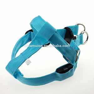 LED Flashing Light Dog Harness Safety Pet Dog Puppy Harness Collar & Lead Leash