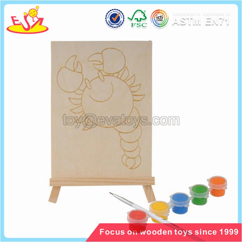 Wholesale high quality creative art teaching DIY kids handwork wooden painting set W03A046