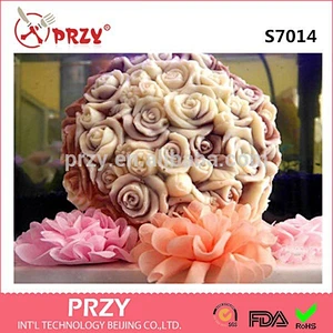 S7014 Flower ball soap mold 3d rose mold for soap silicone rubber mold